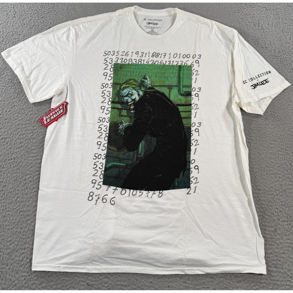 DC Collection by Jim Lee Joker  Shirt Mens 2XL White Justice League Graphic Tee
